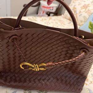 Chic Brown Woven Tote Bag